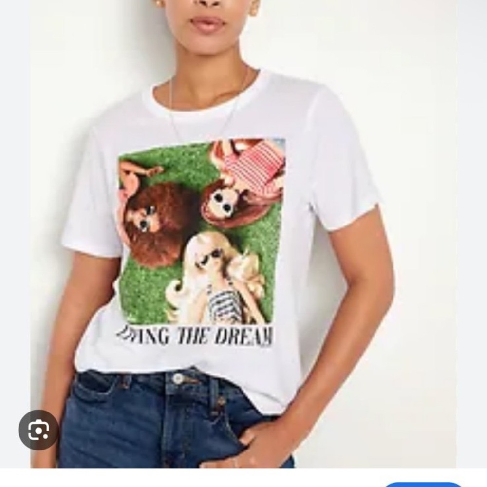 Old Navy White Tee with Fashion Doll Print